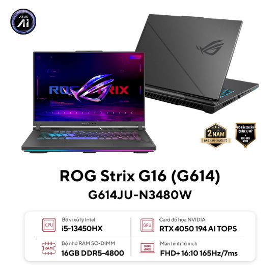 Ảnh của Laptop ASUS ROG Strix G16 G614JU-N3480W (i5-13450HX/ 16GB/ 512GB/ GeForce RTX™ 4050/ Windows 11)
