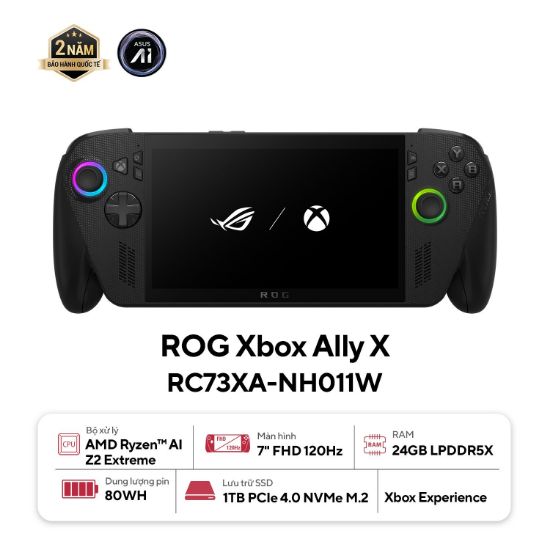 Ảnh của Máy chơi game ASUS ROG Xbox Ally X RC73XA-NH011W 90NV00H2-M00580 (AMD Ryzen AI Z2 Extreme Processor | 24GB | 1TB | AMD Radeon Graphics | 7 inch FHD | Windows 11 Home | Đen)