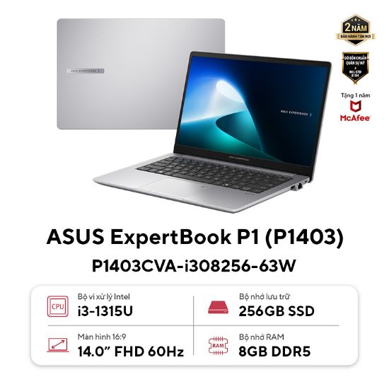 Ảnh của Laptop Asus ExpertBook P1 P1403CVA-i308256-63W Core i3-1315U | 8GB | 256GB | 14" FHD Intel UHD Win11